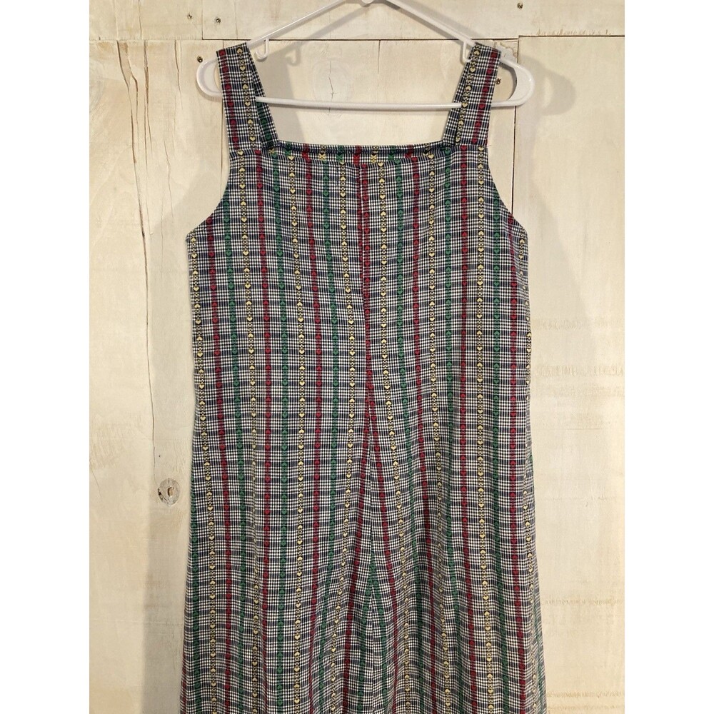 Vintage‎ Style Cottagecore Academia Jumper Dress With Gingham Check Heart Print - Picture 6 of 8